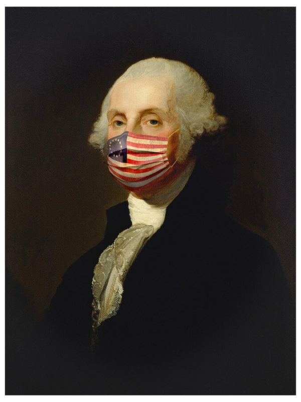 George Washington With USA Flag Face Mask