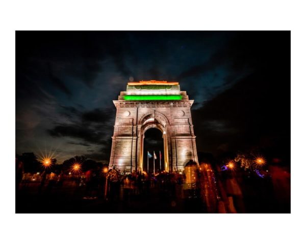 India Gate In New Delhi Lightning During The Night