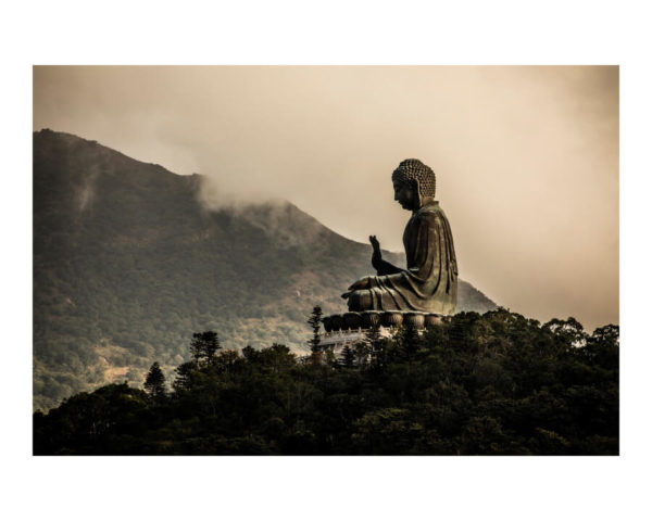 Tian Tan Buddha Statue Surrounded By Mist in Hong Kong