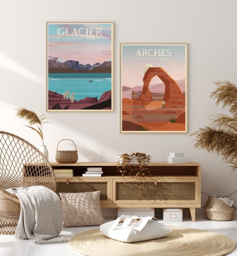 National Parks Prints in a room