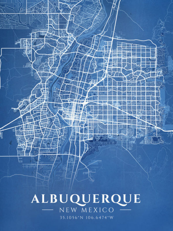 Albuquerque New Mexico Blueprint Map Illustration