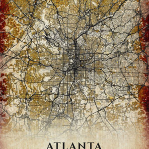 Atlanta Georgia Antique Map Illustration