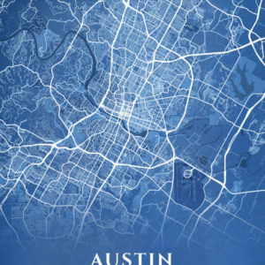 Austin Texas Blueprint Map Illustration