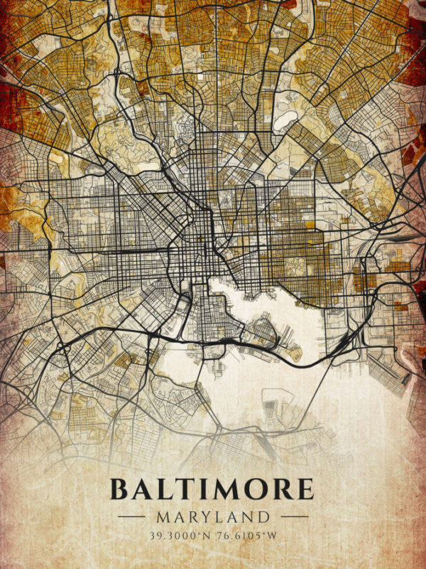 Baltimore Maryland Antique Map Antique Map Illustration