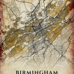Birmingham Alabama Antique Map Illustration