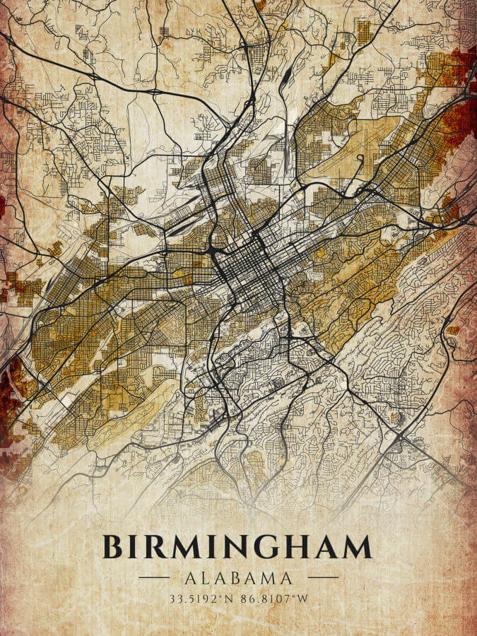 Birmingham Antique Map