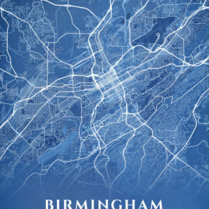 Birmingham Alabama Blueprint Map Illustration