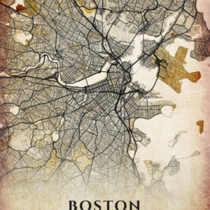 Boston Massachusetts Antique Map Illustration