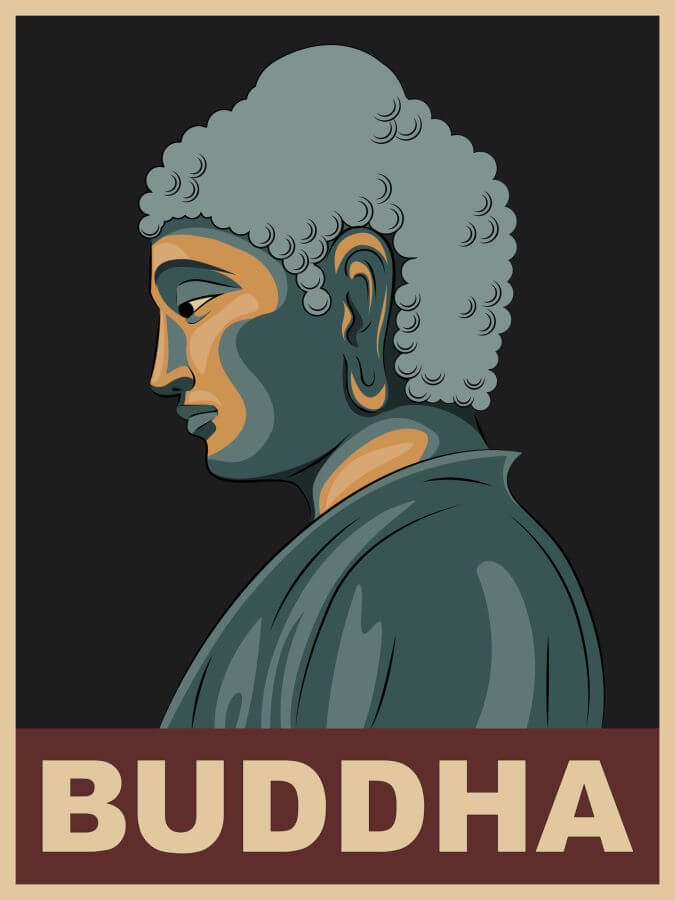 Buddha Illustration Wall Art Philosophers Poster