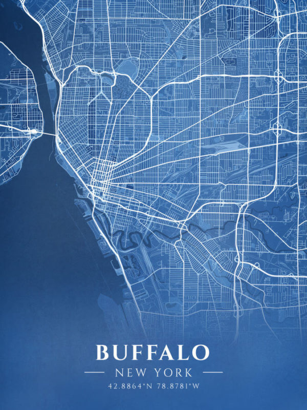 Buffalo New York Blueprint Map Illustration