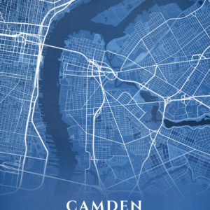 Camden New Jersey Blueprint Map Illustration