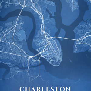 Charleston South Carolina Blueprint Map Illustration