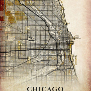 Chicago Illinois Antique Map Illustration