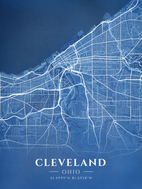 Cleveland Ohio Blueprint Map Illustration