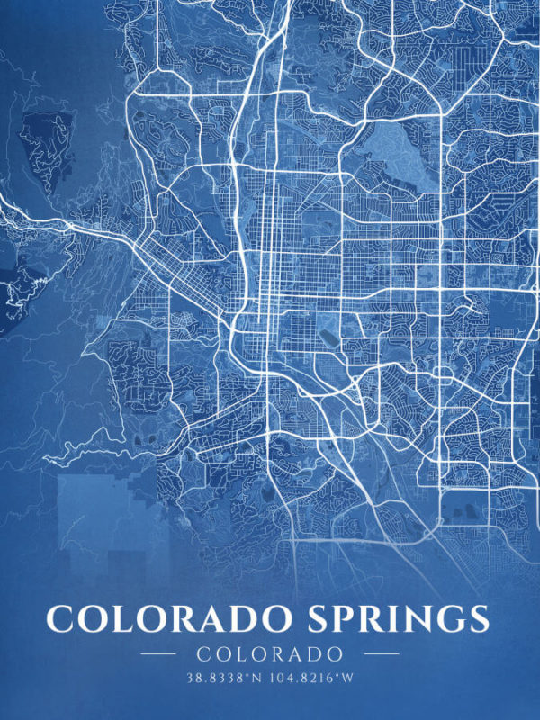 Colorado Springs Colorado Blueprint Map Illustration