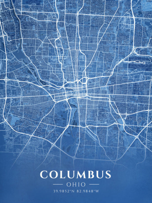 Columbus Ohio Blueprint Map Illustration