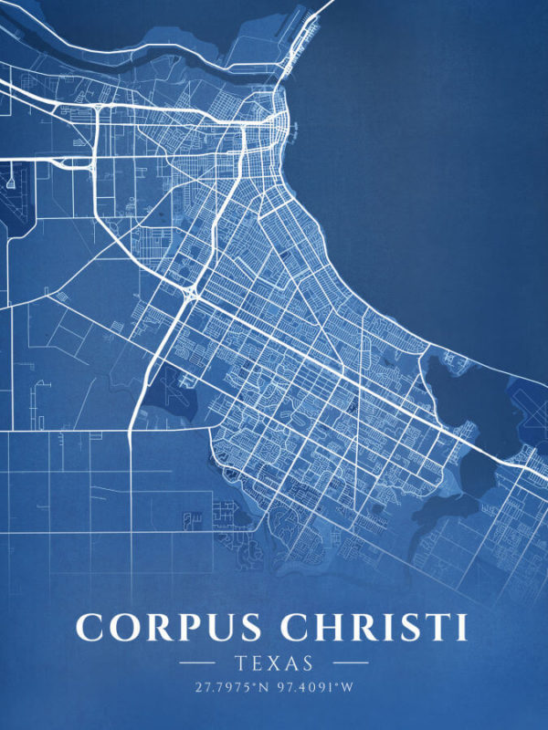 Corpus Christi Texas Blueprint Map Illustration