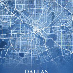 Dallas Texas Blueprint Map Illustration