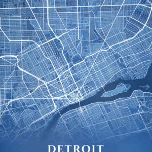 Detroit Michigan Blueprint Map Illustration