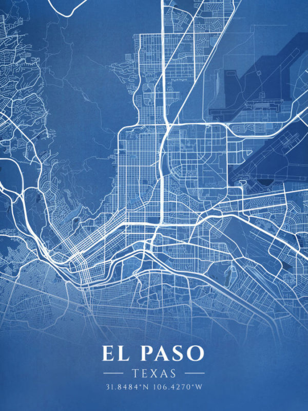 El Paso Texas Blueprint Map Illustration