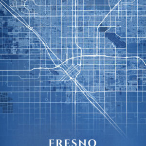 Fresno California Blueprint Map Illustration