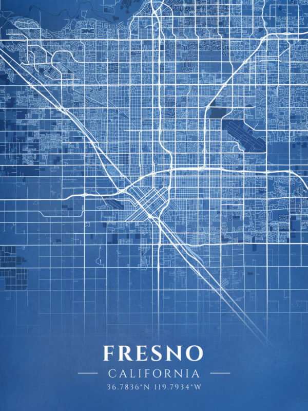 Fresno California Blueprint Map Illustration