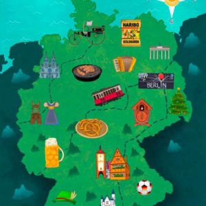 Germany Country Map Illustration Poster