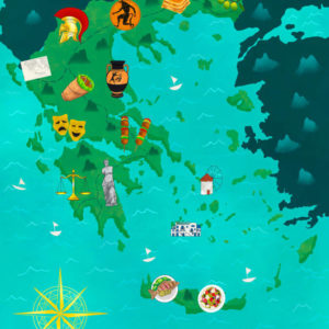 Greece Country Map Illustration Poster