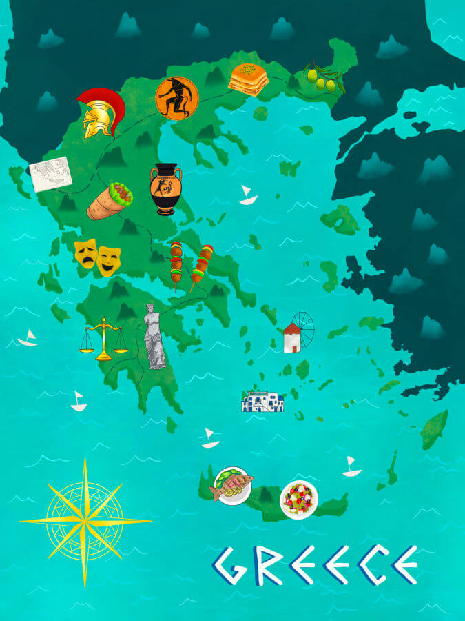 Greece Map Poster