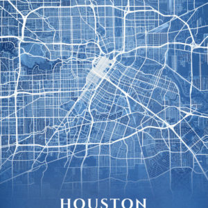 Houston Texas Blueprint Map Illustration