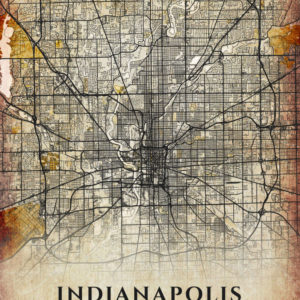 Indianapolis Indiana Antique Map Illustration