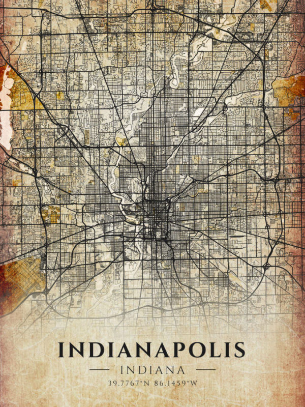 Indianapolis Indiana Antique Map Illustration