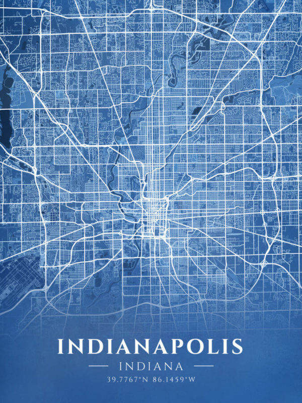 Indianapolis Indiana Blueprint Map Illustration