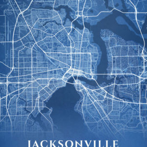 Jacksonville Florida Blueprint Map Illustration