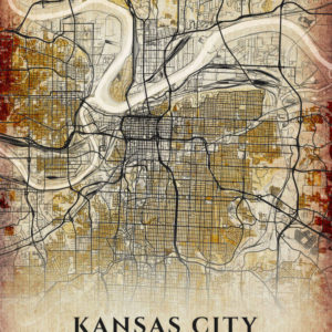 Kansas City Missouri Antique Map Illustration