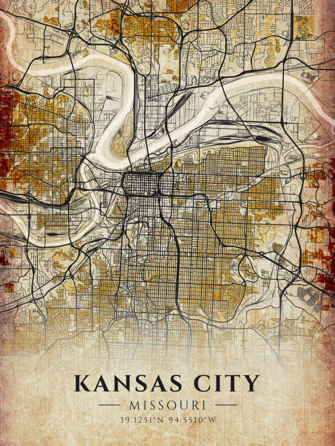 Kansas City Antique Map