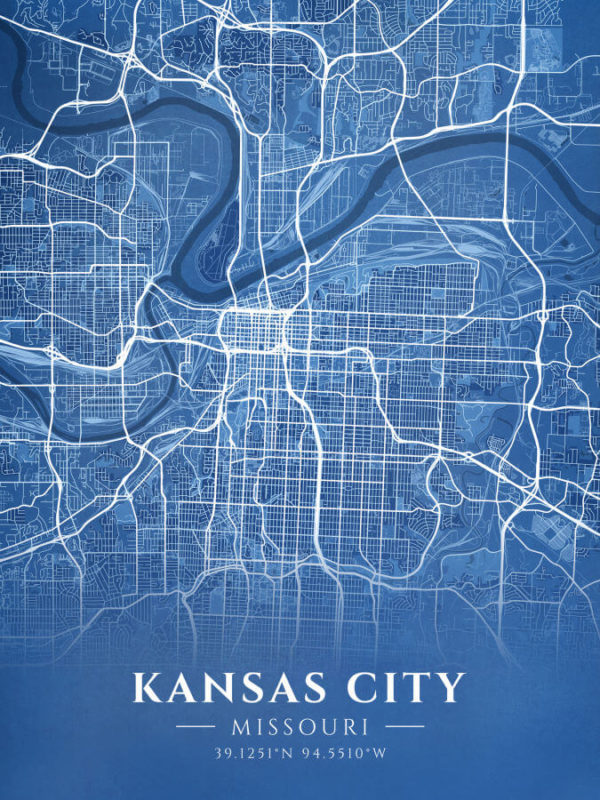 Kansas City Missouri Blueprint Map Illustration