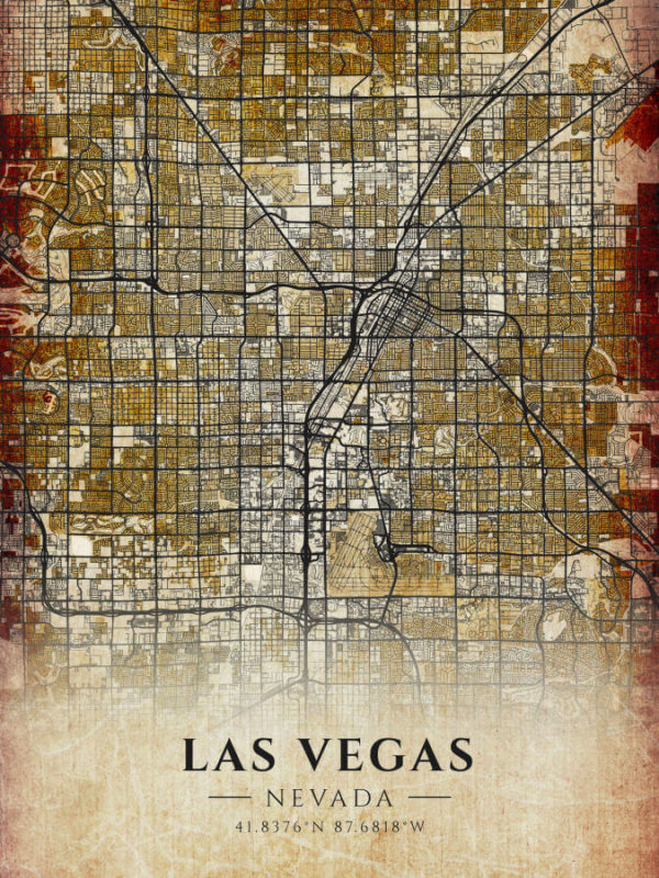 Las Vegas Nevada Antique Map Illustration