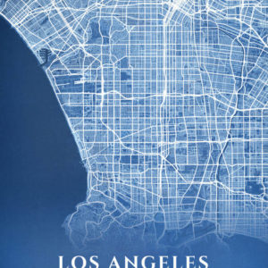 Los Angeles California Blueprint Map Illustration