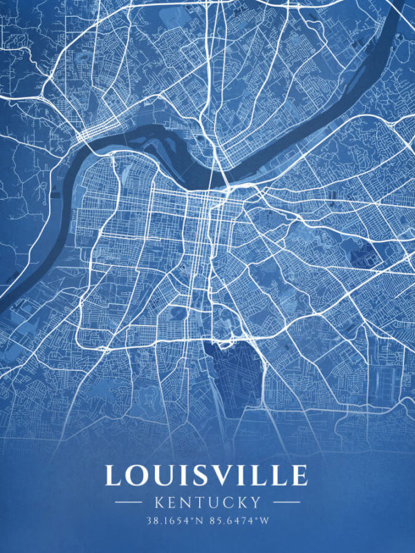 Louisville Kentucky Blueprint Map Illustration