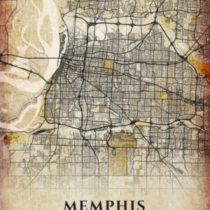 Memphis Tennessee Antique Map Illustration