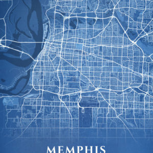 Memphis Tennessee Blueprint Map Illustration