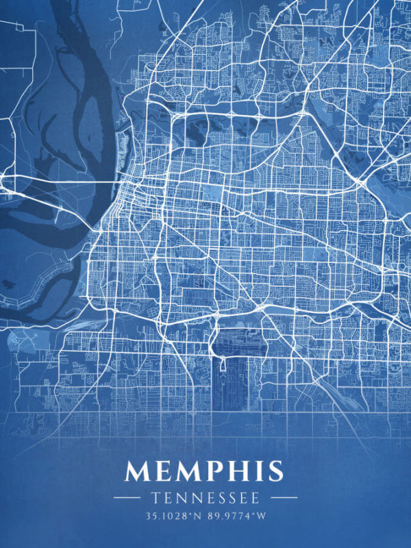 Memphis Tennessee Blueprint Map Illustration
