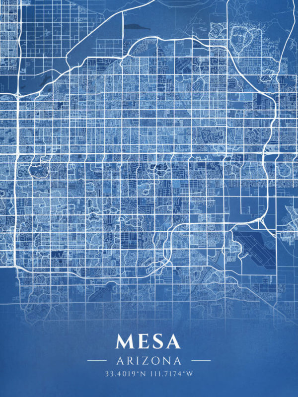 Mesa Arizona Blueprint Map Illustration