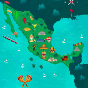 Mexico Country Map Illustration Poster