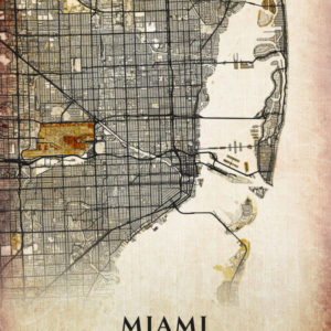 Miami Florida Antique Map Illustration