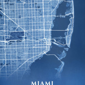 Miami Florida Blueprint Map Illustration