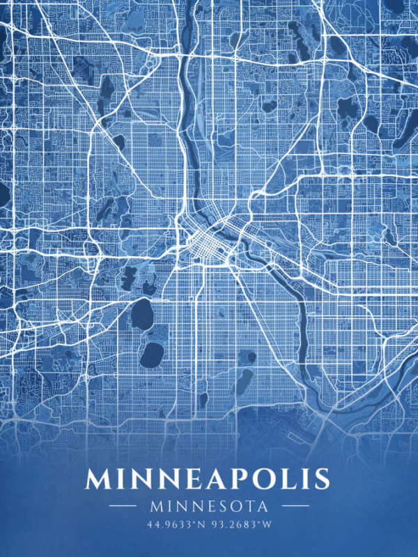 Minneapolis Minnesota Blueprint Map Illustration