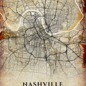 Nashville Tennessee Antique Map Illustration