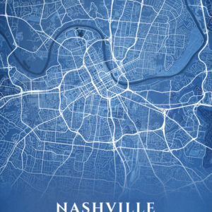 Nashville Tennessee Blueprint Map Illustration